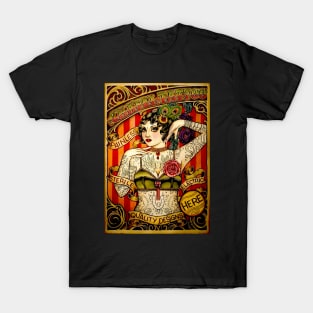 Tattooed Lady Vintage Art Print T-Shirt